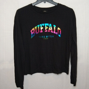 Buffalo David Bitton Long Sleeve Black Cotton Top, size XS